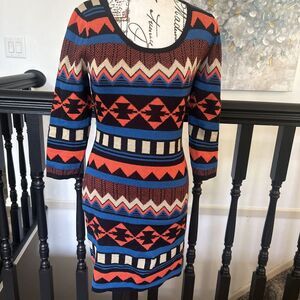 Flying‎ Tomato Anthropologie Sweater Dress Womens Med Bodycon Aztec Boho